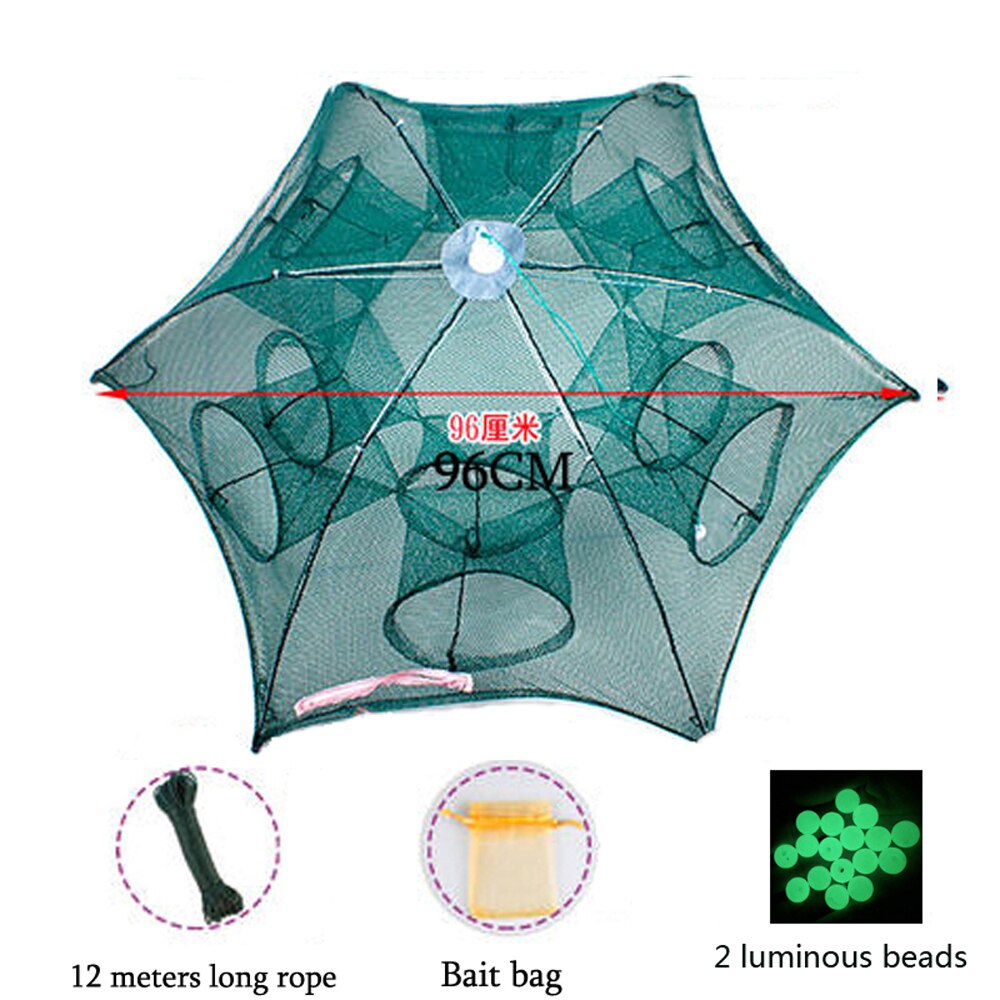 Filet de pêche automatique 4-20 trous Cage à homard en Nylon pliable piège à crabe filet de coulée renforcé filet de pêche pliant: B- 12 Holes