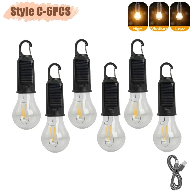 Linterna LED Solar portátil con 3 modos de luz Luz de emergencia al aire libre recargable por USB para acampar, senderismo, actividades de pesca: Amarillo claro