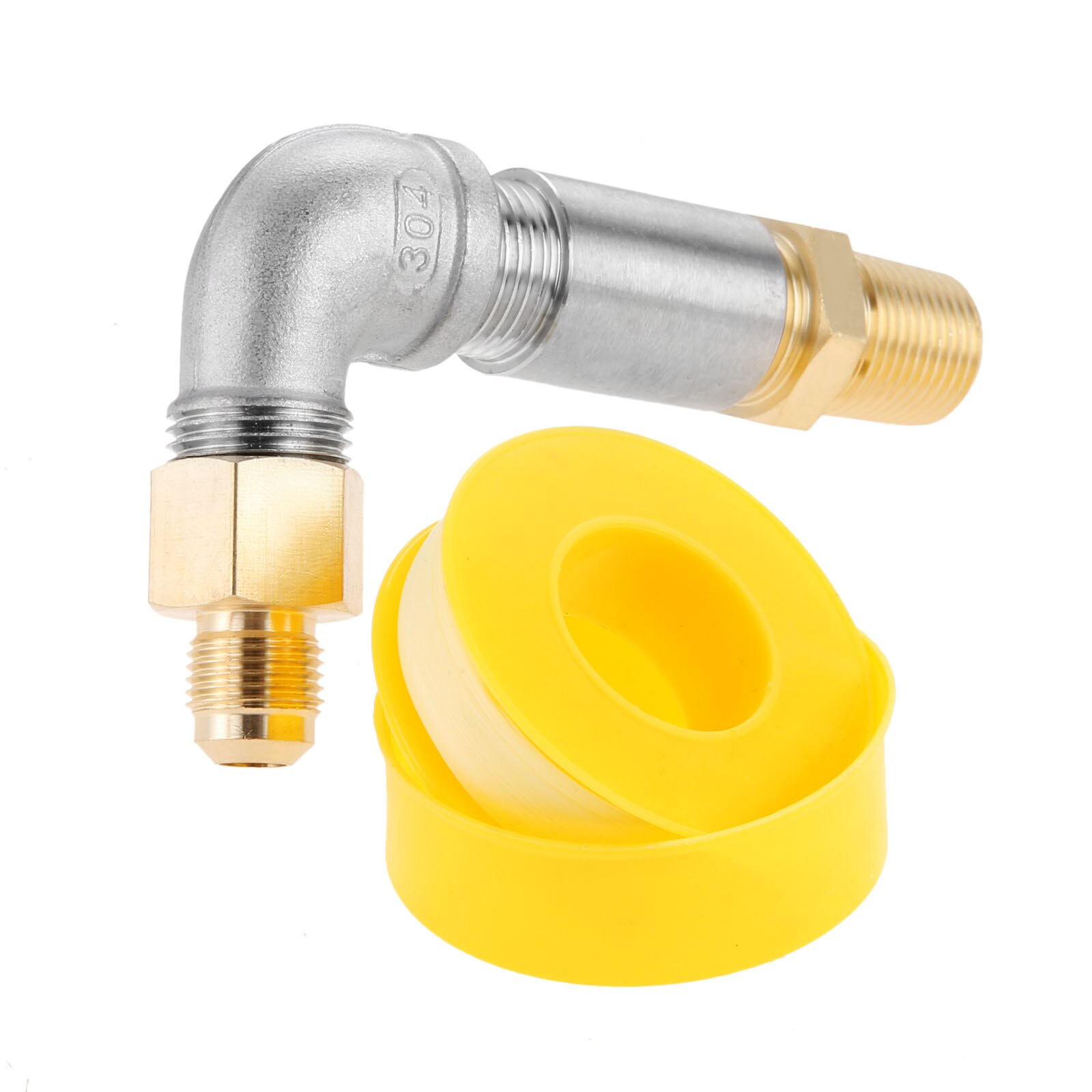 1kit 90K BTU 1/2" Safety Air Mixer Valve Set 90 Elbow Propane Nozzle Sprayer Valve Gas Fire Pit 3/8" Male Flare Connector Part