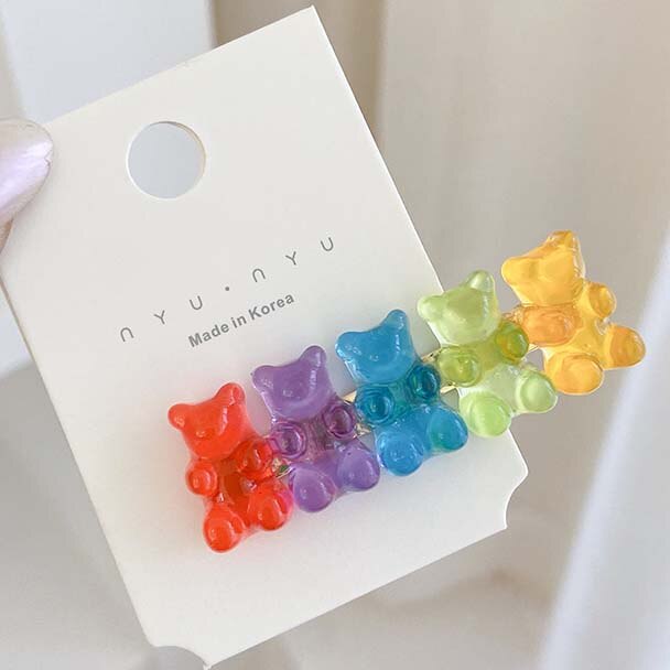 Snoep Kleur Jelly Bear Shape Hair Clips Haarspeldjes Leuke Cartoon Dier Haarspeld Vrouwen Meisjes Haarspelden Haar Acccessories: 5bears b