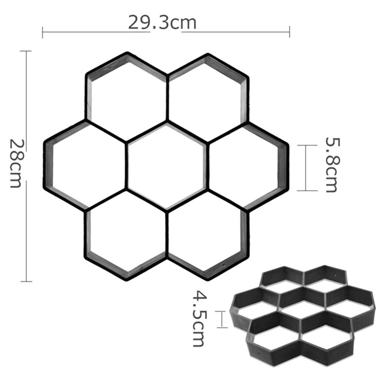 Zwart Plastic Maken Diy Bestrating Mal Huis Tuin Floor Road Beton Stepping Oprit Steen Path Mold Patio Maker Tuinieren: Hexagon A