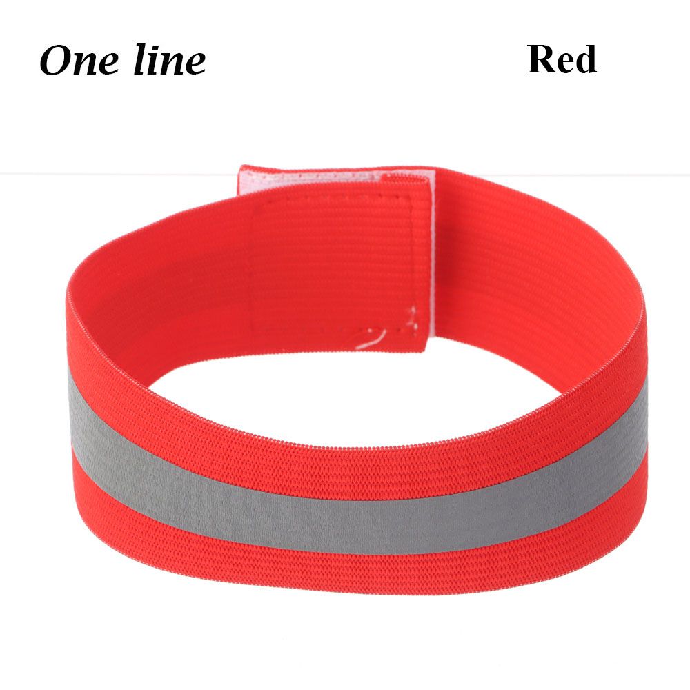 1PC Reflektierende Band Elastische Armbinde Armbinde Hand Knöchel Bein Warnung binden Gurt Nacht Sicherheit Alarm Band für Sport Radfahren: rot-eins Linie