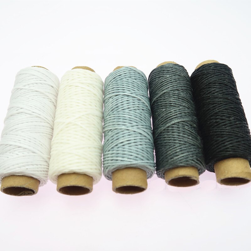 Línea de cera para coser cuero, hilo de fibra de coser hecho a mano, 50m, 150D, 10 unids/set por juego