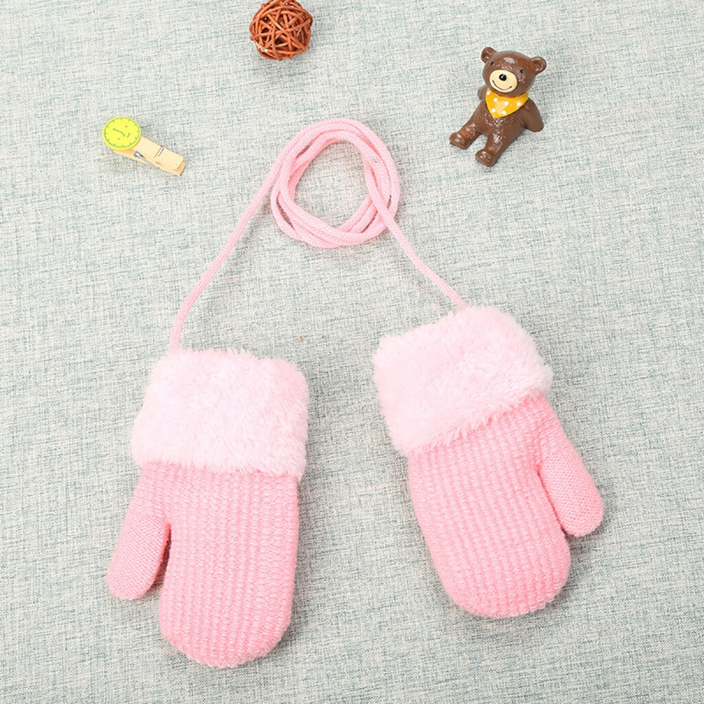 Arloneet Winter Warm Baby Handschoenen Dikker Breien Wanten Baby Leuke Stiksels Meisjes Jongens Van Winter Warm Bandjes Handschoenen CJ10