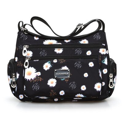 Vandtæt oxford skuldertaske flarol print messenger bag letvægts landlig stil fritidstaske sød frisk modertaske praktisk: 8