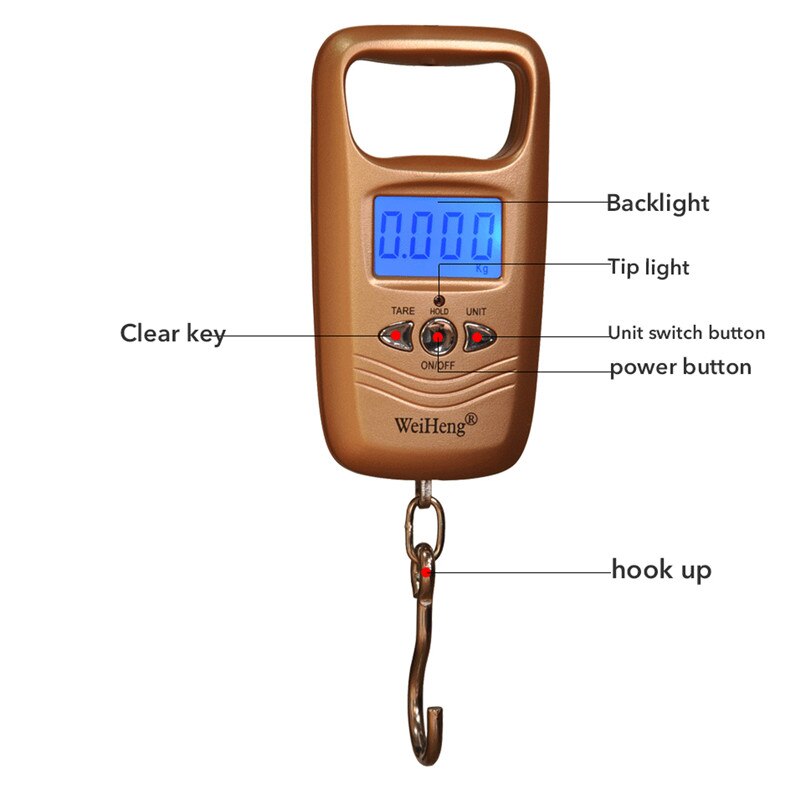 Mini Digitale Weegschaal Voor Vissen Bagage Reizen Weging Steelyard Draagbare Elektronische Opknoping Haak Schaal