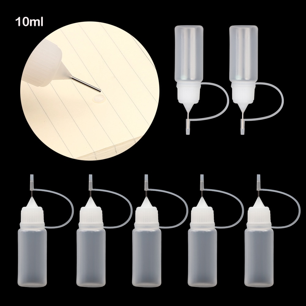 10 Stks Hergebruik Wit Plastic 10 ML Lijm Applicator Naald Squeeze Fles voor Papier Quilling DIY Scrapbooking Craft Tool