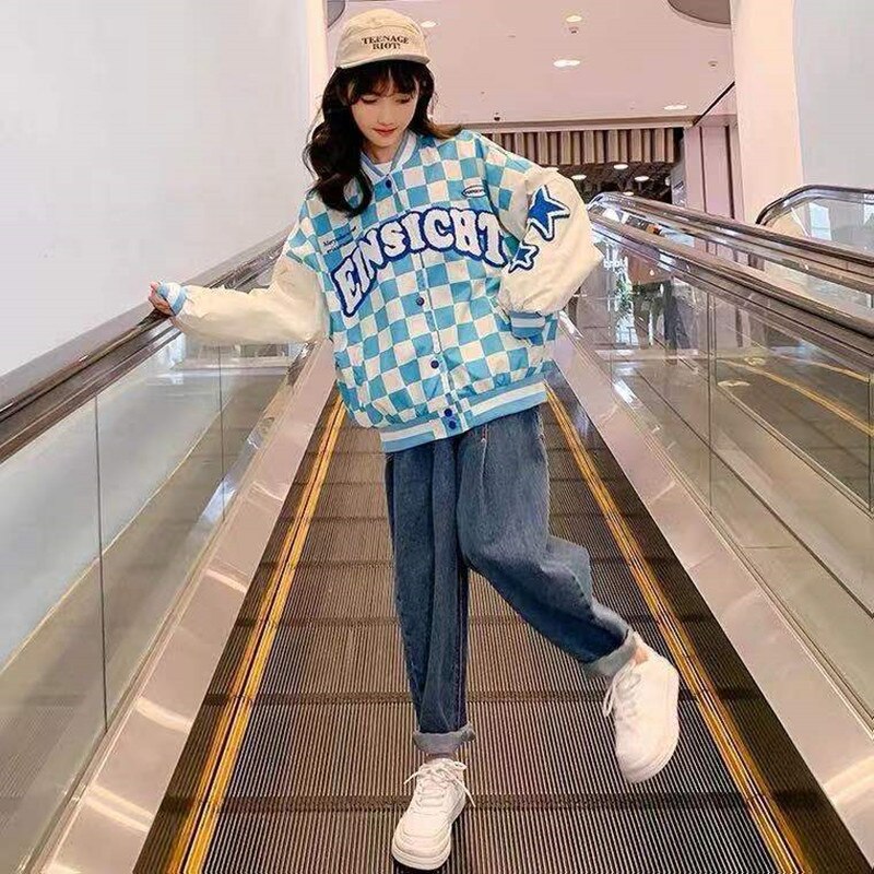 Ropa para Niñas, chaqueta de uniforme de béisbol verde Retro americano, chaqueta holgada de tendencia para niñas de 6, 8, 10, 12 y 14 años, ropa para primavera y otoño