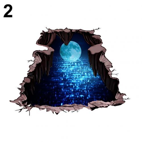 3D Planet Moon Star Sky zelfklevende Doorbreken Muursticker Slaapkamer Decor woondecoratie decoracion hogar: 2