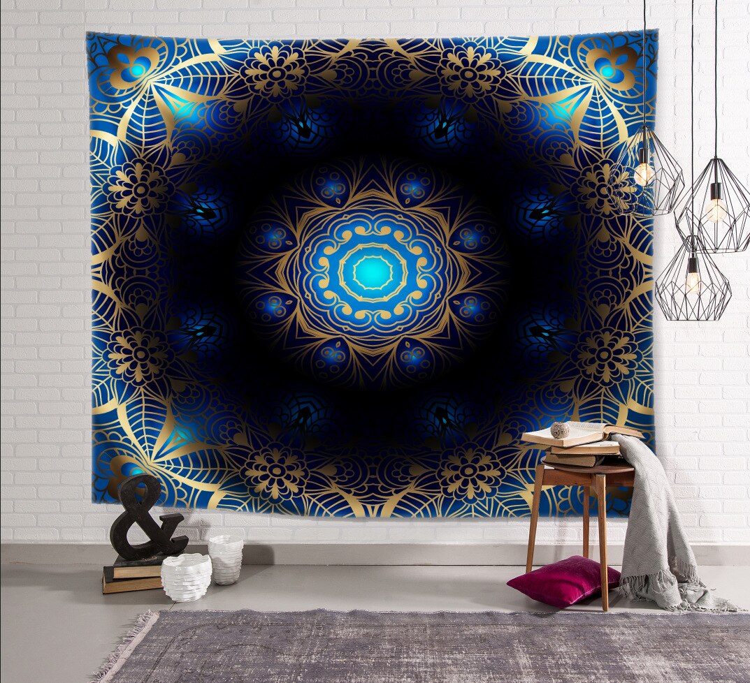 Indisk mandala gobelin væghængende soveværelse indretning sengetæppe strand tæppe tæppe camping telt rejse boligindretning gobeliner: 95 x 73cm / C