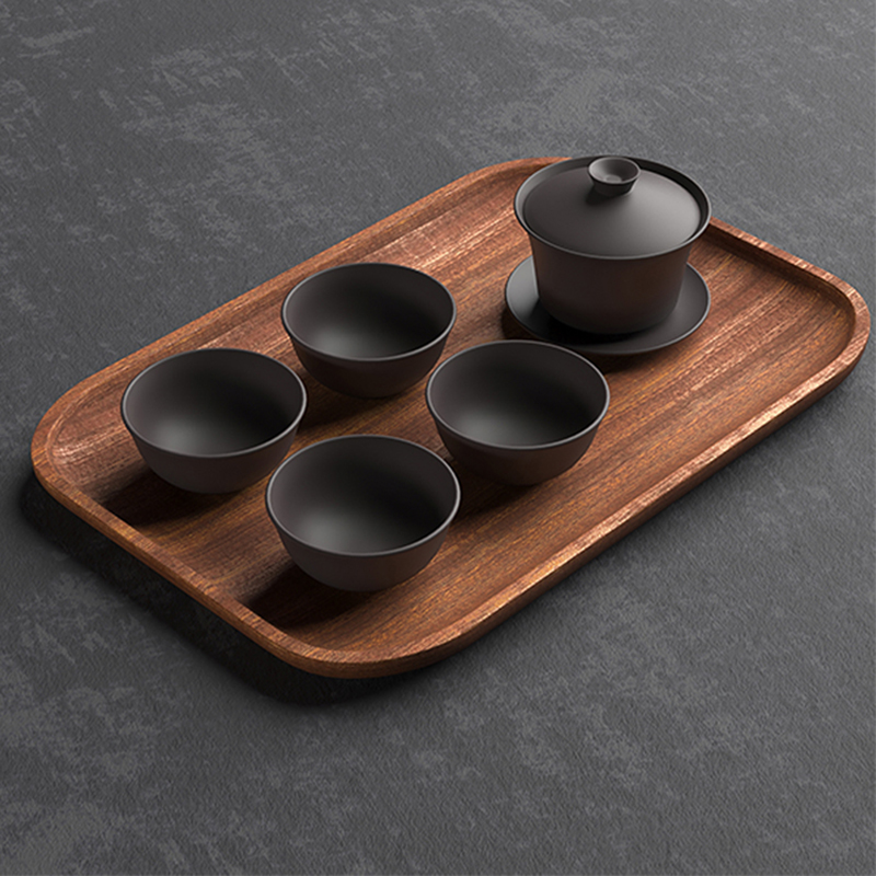 Tableware Dessert Round Tray Walnut Color Japanese Wood Tray Breakfast Bread Tray Tea Saucer Coasters Coffee Coasters