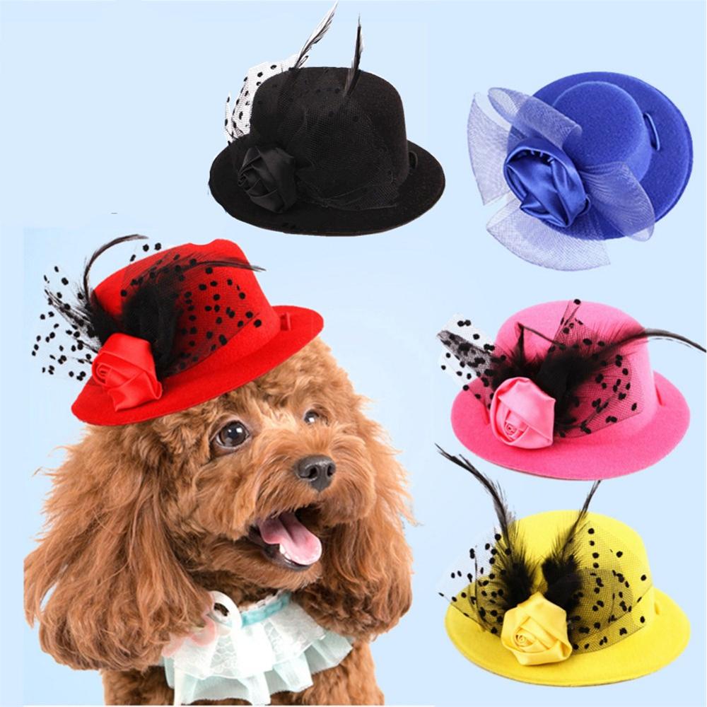 Dog Hat Pet European Top Hats And Ladies Hat Cute Pets Hair Accessories British Style Gauze Flower Gentleman Hats Pet Supplies