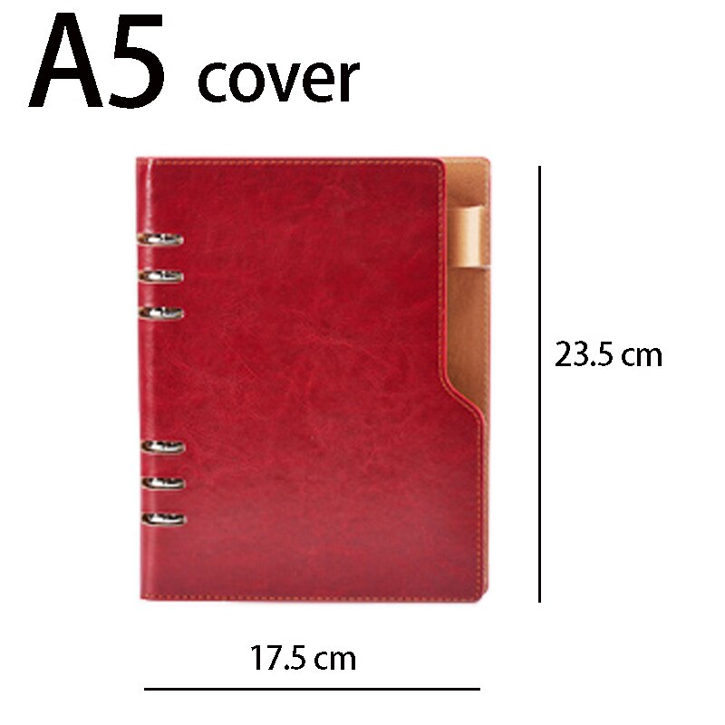 A5 leren kaft spiraal notitieboek ringband index tabbladen penhouder vulmiddel agenda planner accessoires dagboek: A