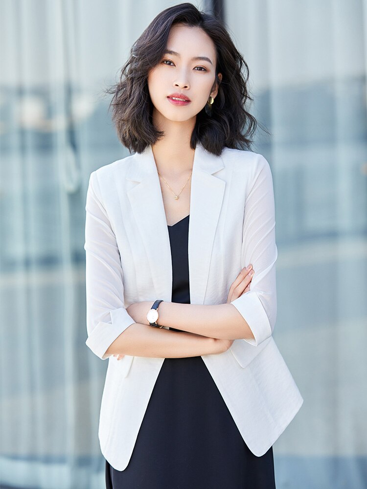 Summer Business Interview Suits Women Work Office Ladies Half Sleeve Casual Blazer And Coat