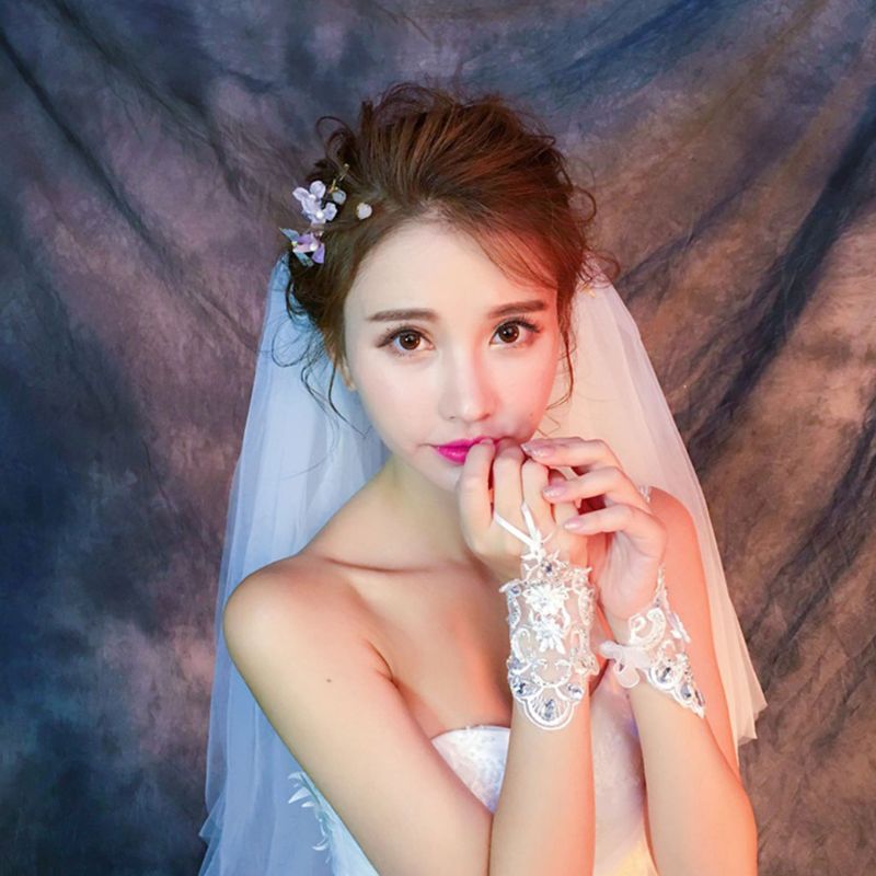 Guantes cortos de encaje de verano hechos a mano con diamantes de imitación mitones blancos accesorios de vestido de novia para las mujeres de la novia