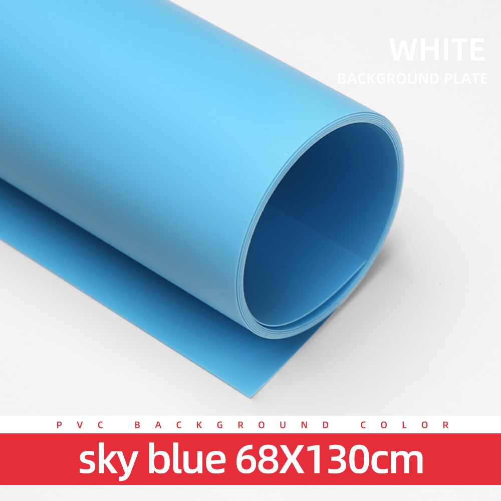 Valkoinen musta harmaa vihreä 68 x 130cm 27*51 tuuman valokuvaus taustapaperi matta pvc vinyyli saumaton tausta saumaton vedenpitävä: 68 x 130cm taivaansininen