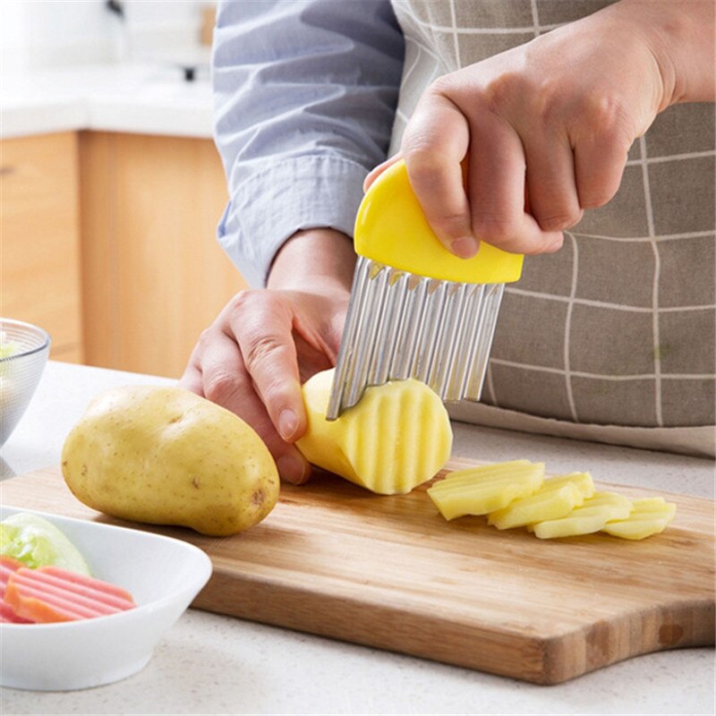 Keuken Rvs Groente Tools Groente Wave Chopper Fruit Potato Cutter Knife Slicer Keuken Gereedschap