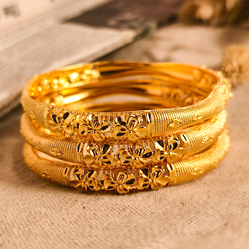 Bracelet manchette couleur or dubaï 24K pour femmes, bijoux éthiopiens, bijoux de mariage africains, de fête: Imitation plaquée rhodium
