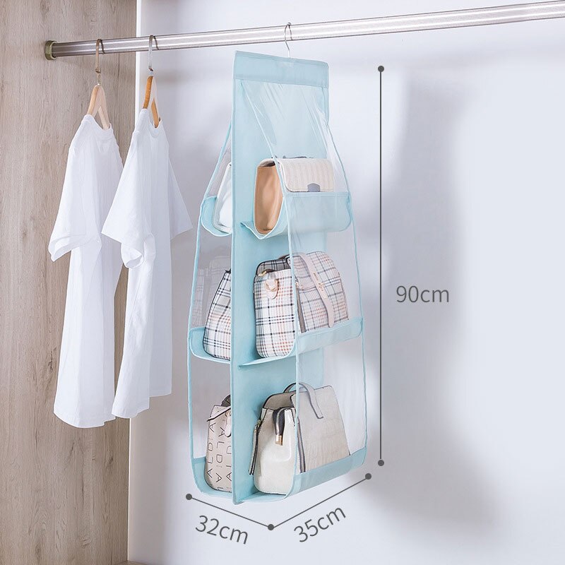 CINPIUK 8 Pack Handtas Stofzakken Clear Purse Storage Organizer voor Kast Kleine tot Extra Grote Handtassen Stofvrije Tassen Opknoping Rits Opbergtas met Haken, Roze