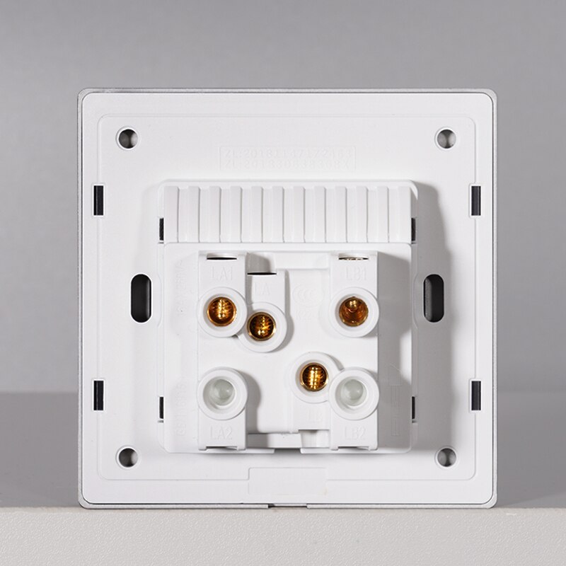 KAMANNI Luxury Light Switch General Standard Crystal Tempered Glass 2Gang 2 Way Switch White Push Botton wall Switches 220V