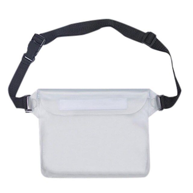 Vandtæt svømmetaske til mobiltelefonpose justerbar taljepakke taske skuldertasker til udendørs vandstrandbådssport: Hvid