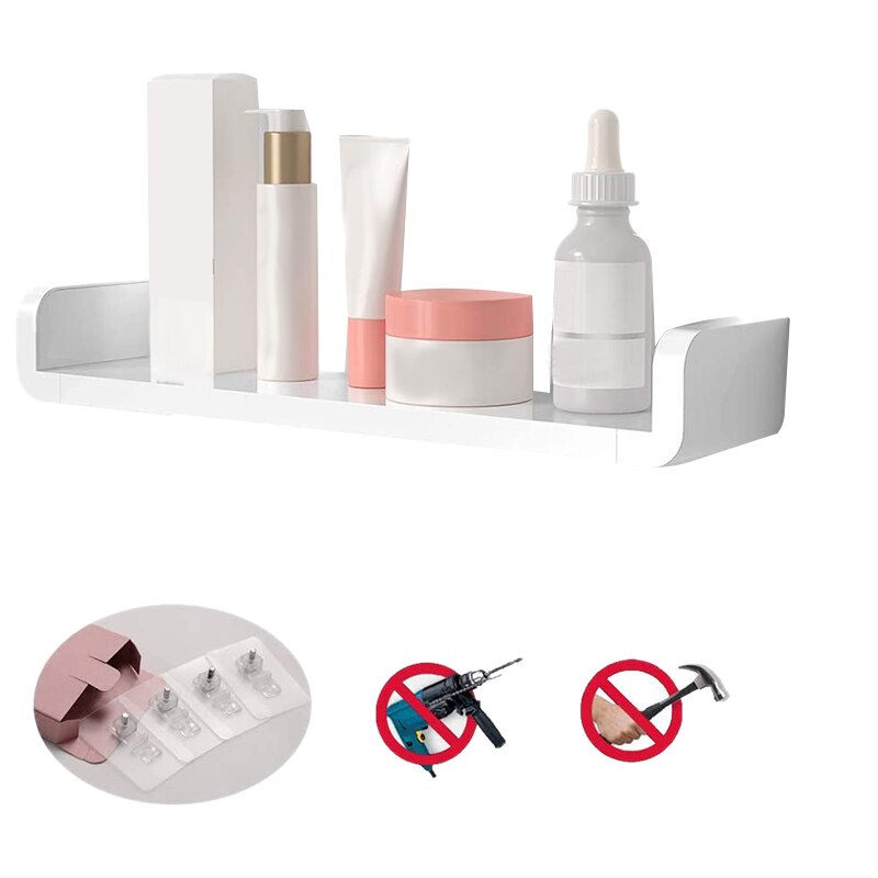 Floating Shelf Wall Shelf Non-Drilling, U Bathroom Organizer Display Ledge for Home Decor/Kitchen/Bathroom Storage - L