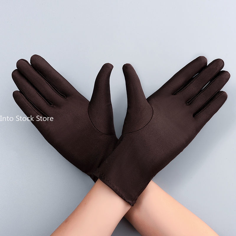 Herfst Zomer Dunne Ijs Zijden Handschoenen Lente Fietsen Rijden Zwart Witte Handschoenen Training Zonbescherming Handschuhe: Coffee