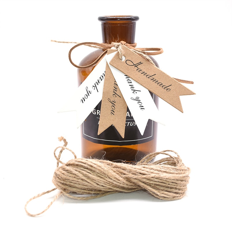 100 Uds. Etiquetas para colgar de papel Kraft blanco con etiqueta de cuerda etiquetas de productos para boda Favor galletas bolsa de dulces suministros de embalaje