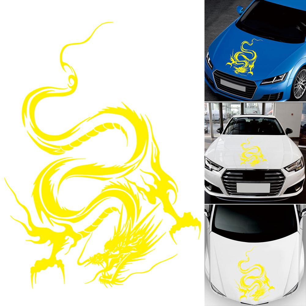 Universal Car Body Sticker Hood Dragon Pattern Waterproof Graphic Decal 48x35.5cm (Approx.) Fit for Most Cars carro CSV: Yellow