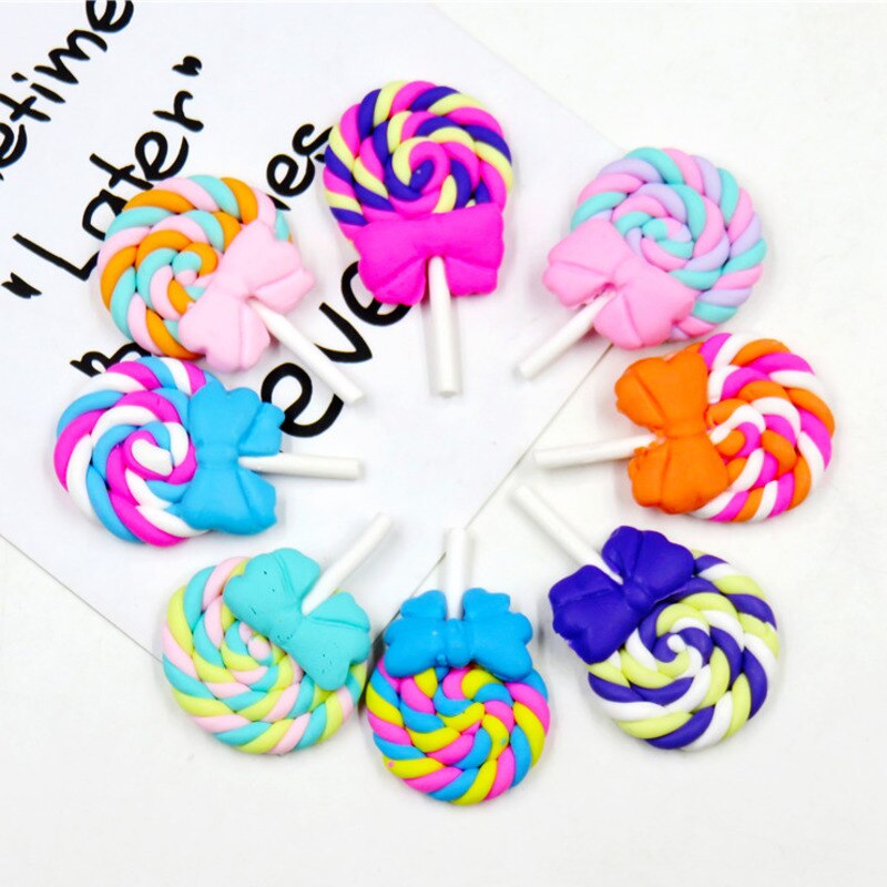 10 Stks/partij Regenboog Kleurrijke Spiraal Lolly Diy Candy Charms Hanger Meisjes Speelgoed Miniatuur Decoratie Sieraden Maken Accessoires