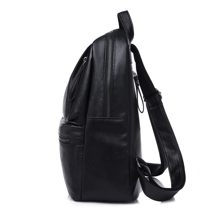 PU Leather Women&#39;s Backpacks Large Capacity Bag for Teenager Girls Solid Backpack Female Black Rucksacks Female Backpack