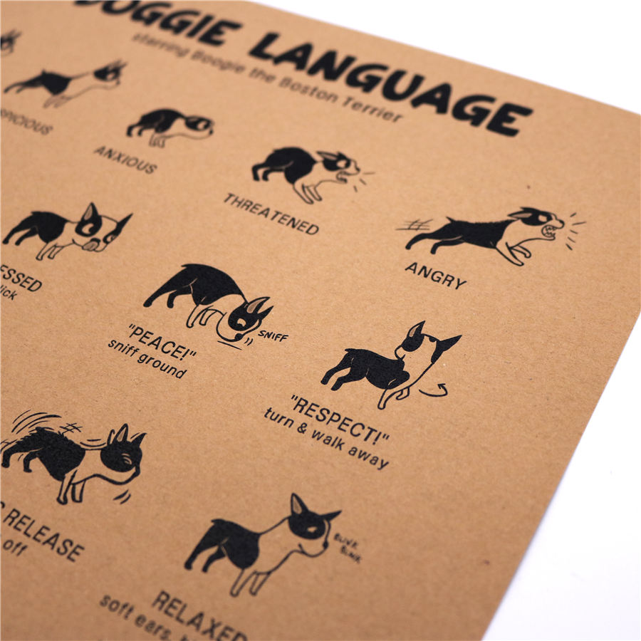 Hund doggle udtryk vintage kraftpapir plakat retro bar cafe dyrehandel dekoration hjem maleri 45.5 x 31.5cm