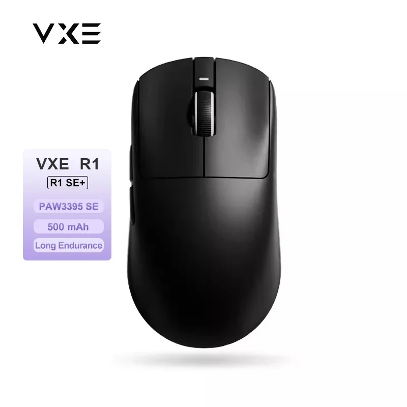 VXE Dragonfly R1 Pro MAX Wireless Lightweight Gaming Mouse PAW3395 26000DPI Low Latency 50G Accelerated Cable Gaming Mouse: DARKNESS