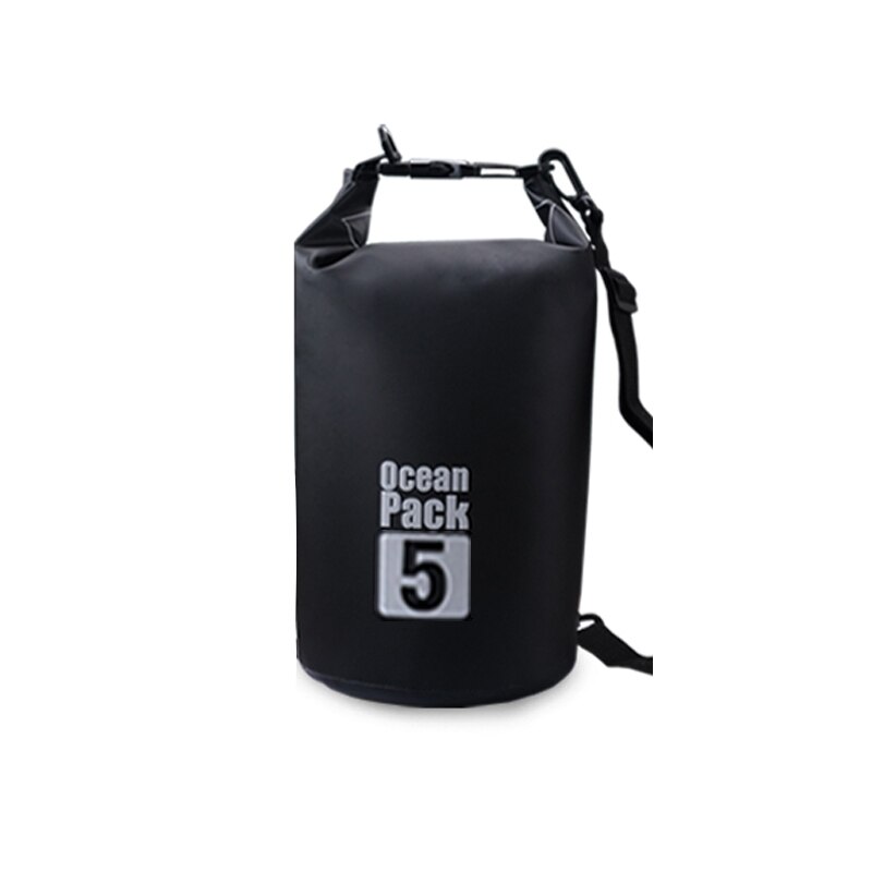 PVC Waterproof Dry Bag 2L 5L 10L 20L 30L Outdoor Diving Foldable Man Women Beach Swimming Bag Rafting River Ocean backpack: Black-5L