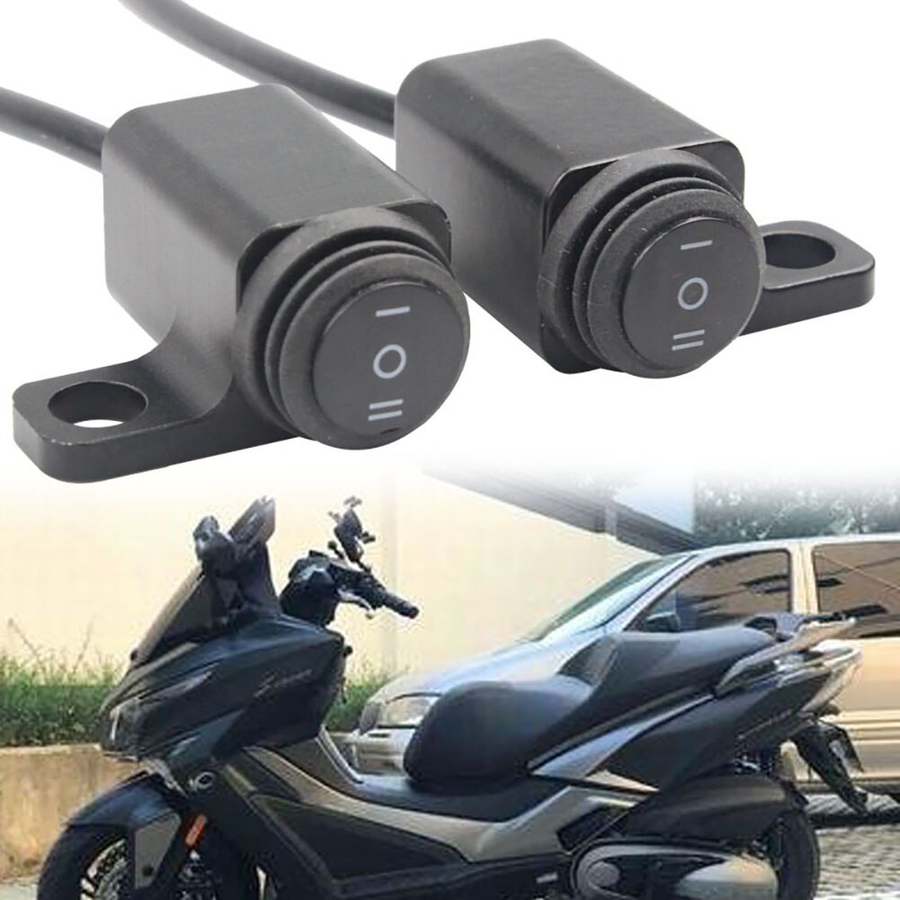12v moottoripyörän kytkin 10mm peiliin kiinnitettävä moottoripyörän ajovalojen hätäjarrusumuvalot päälle/pois/päälle kytkinpainike vedenpitävä