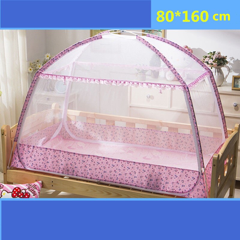 Baby Mosquito Net Portable Infant Crib Tent Folding Mongolian Yurt Mosquito Netting Children Cartoon Canopy Encrypted Mesh: pinkXXBB-80x160cm