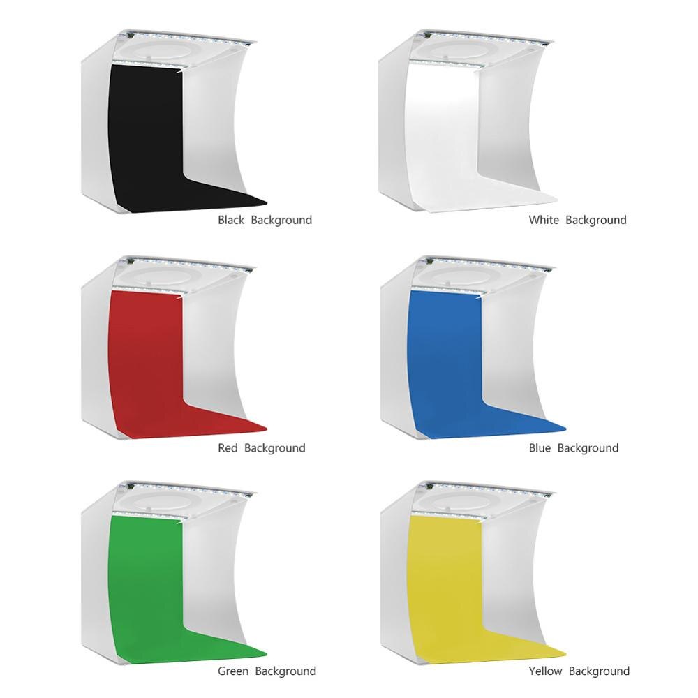 Upgrade Folding Photo Studio Photography Lighting Tent Softbox Kit 2 LED Panel 6 Backdrops Portable Desktop studio 24.5x22cm