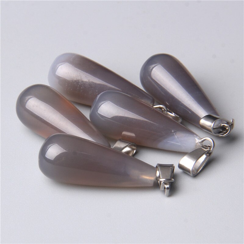 Grande pierre naturelle en forme de goutte d'eau, 5 pièces, pendentif Agates bleu en grès œil de tigre, Style Unique, collier à breloques, bricolage: 7.Grey Agate