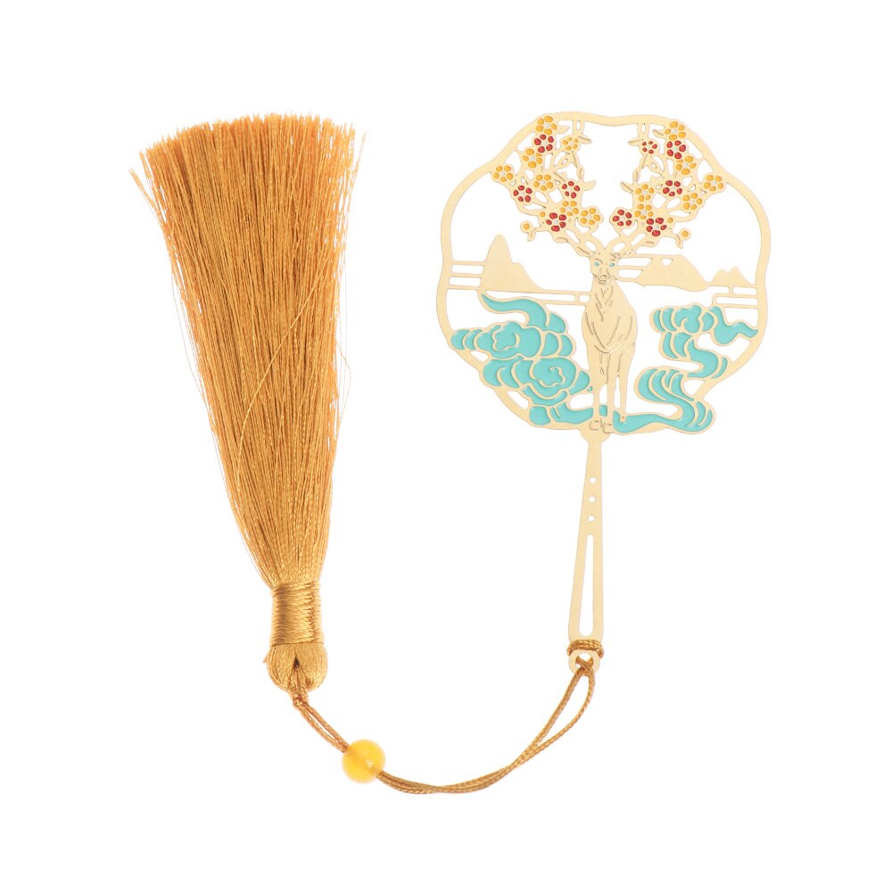 Chinese Style calligraphy and painting Bookmark Group Fan Book Clip Pagination Mark Metal Tassel Stationery School Office Supply: 16