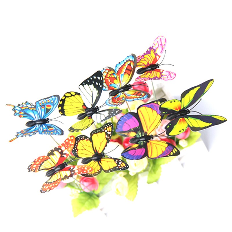 Piquets de jardinage colorés en PVC, 10 pièces, 7CM, papillon, ornement de jardin, Pots d'extérieur, décoration d'arrangement floral, DIY bricolage