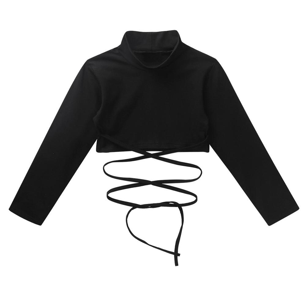 Kids Girls Ballet Hip Hop Clothing Sweatshirt Black Shirt Crop Tops Long Sleeves Hip Hop Jazz Dance Clothes Ballroom Dancewear