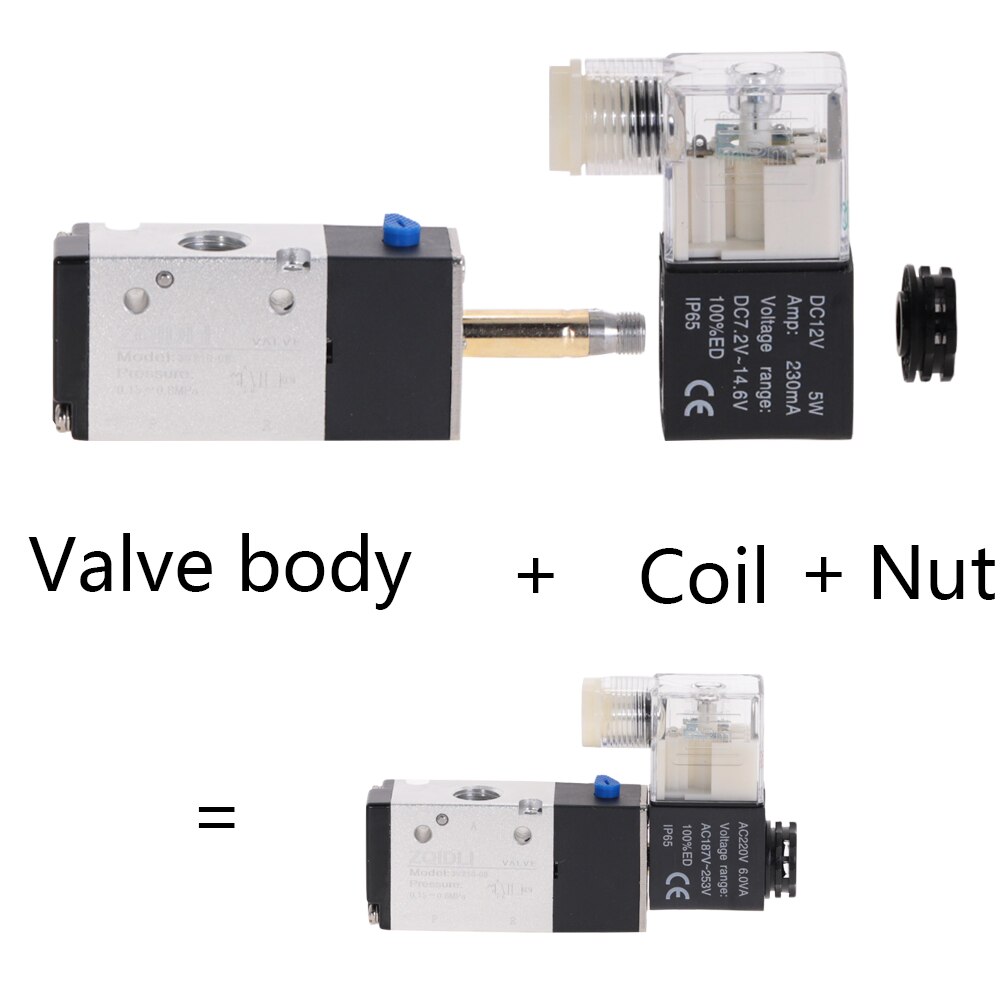 Pneumatic Solenoid Valve 3 Way 2 Position Air Directional Control 3V210-08 DC12V DC24V AC110V AC220V