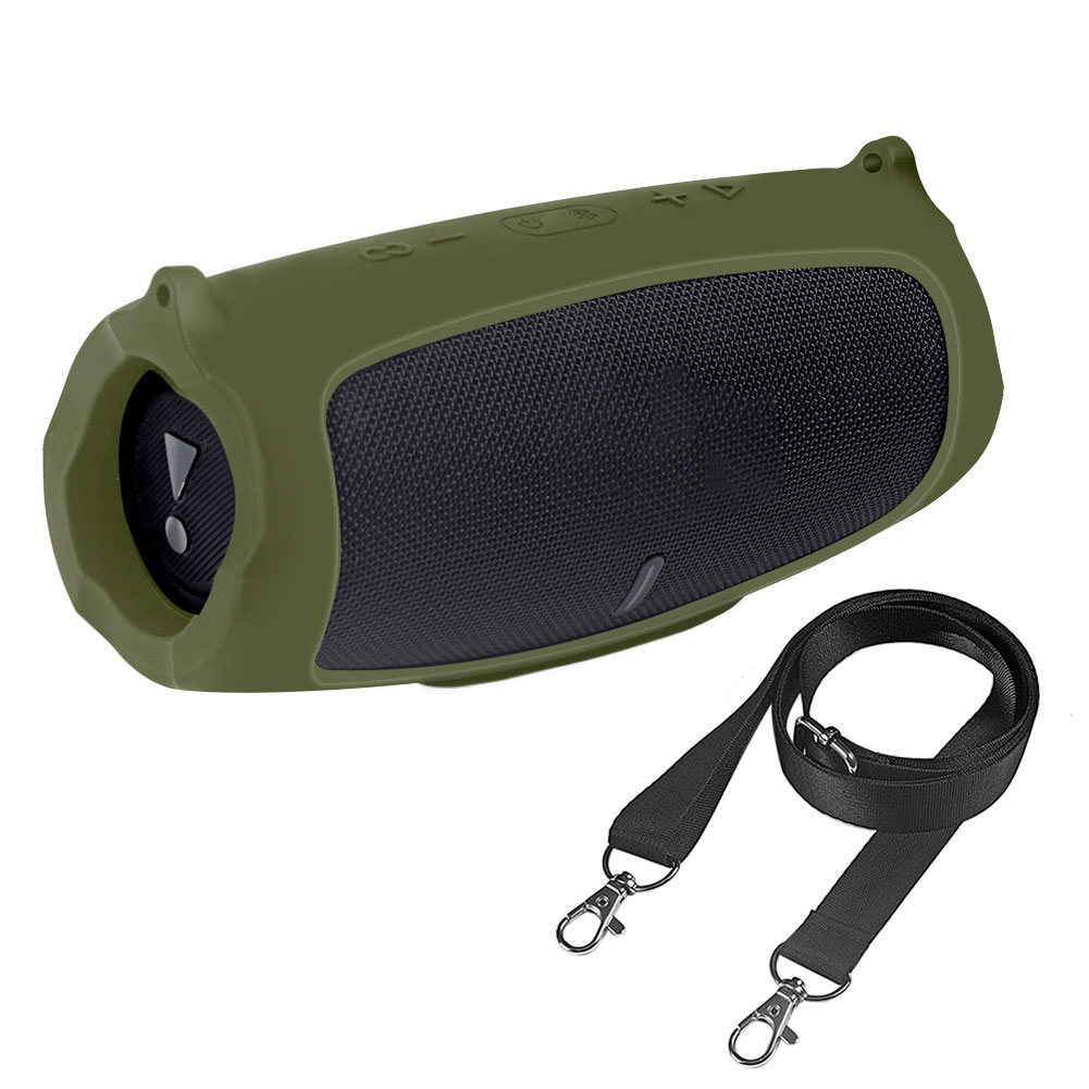 Étui de voyage en Silicone avec sangle pour JBL Charge 5, housse de protection, sans fil, Bluetooth, accessoires pour haut-parleurs compatibles: Army Green