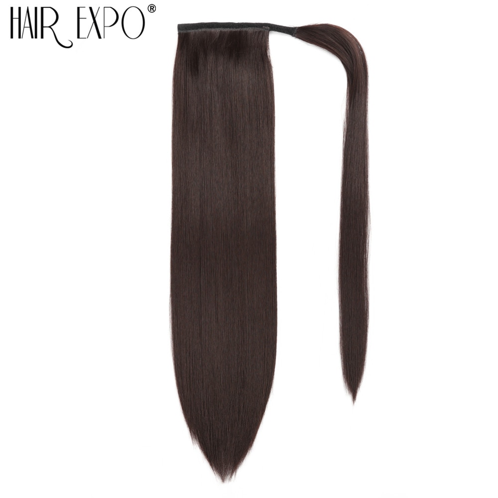 Haar Expo Stad Wrap Rond Staart Valse Paardenstaart Synthetische Lange Rechte Haarstukje Clip in Hair Extension Voor Afro Vrouwen