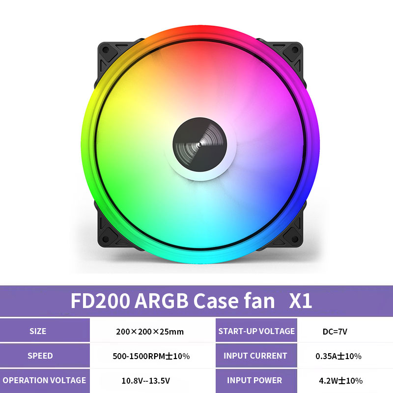 TEUCER FD200 Case Fan 200mm 5V 3PIN ARGB Computer Case Cooling Fan PC Accessories: Default Title