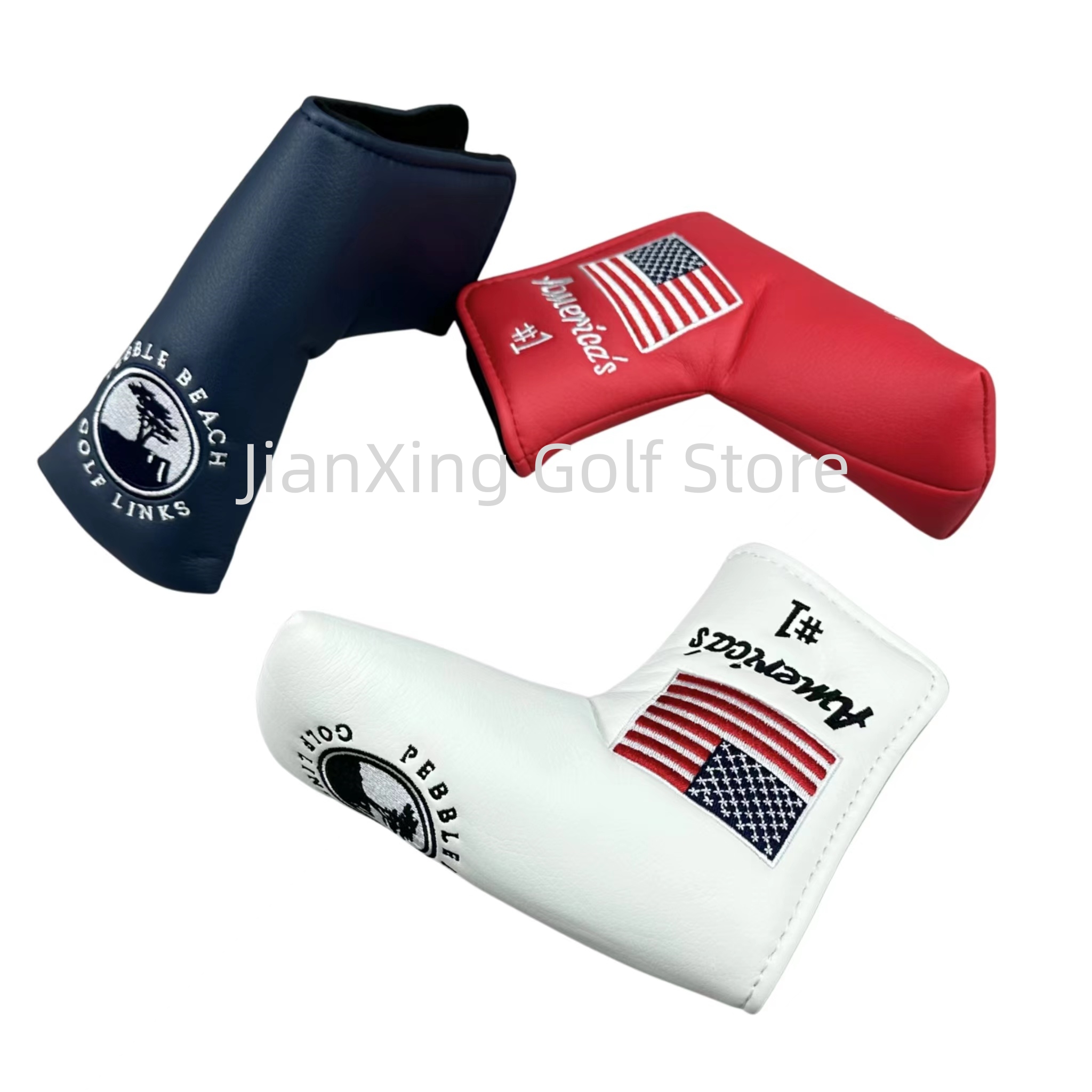 Golf Putter Cover Pu Leather Sluiting Grenen Patroon Golf Club Cover Blade Putter Cover Protector