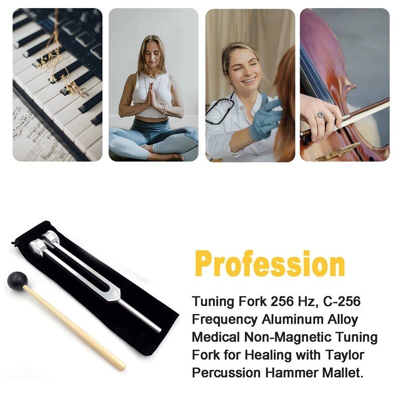 256Hz 256C Aluminum Alloy Tuning Fork With Hammers For Nervous System Testing Sound Healing Therapy Health Care