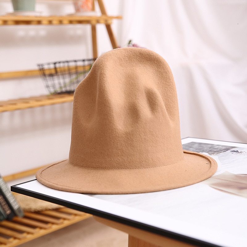 Pharrell hat filt fedora hat til kvinde mænd hatte sort top hat han 100%  australia uldhætte: Khaki