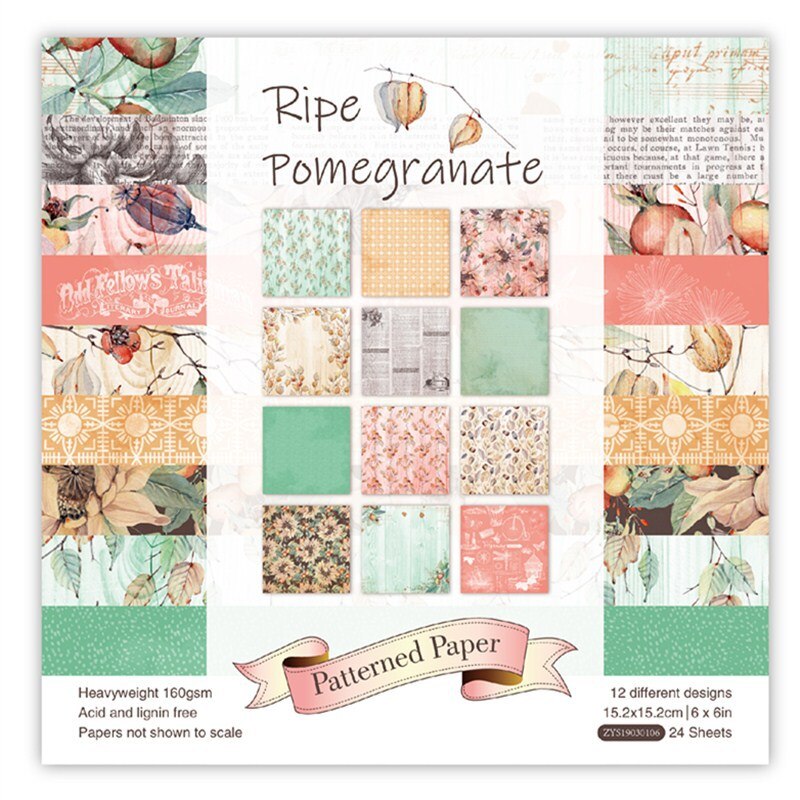 24Pcs/Lot Yellow Square Retro Material Papers DIY Scrapbooking Album Diary Decorative Paper Scrapbooking Paper