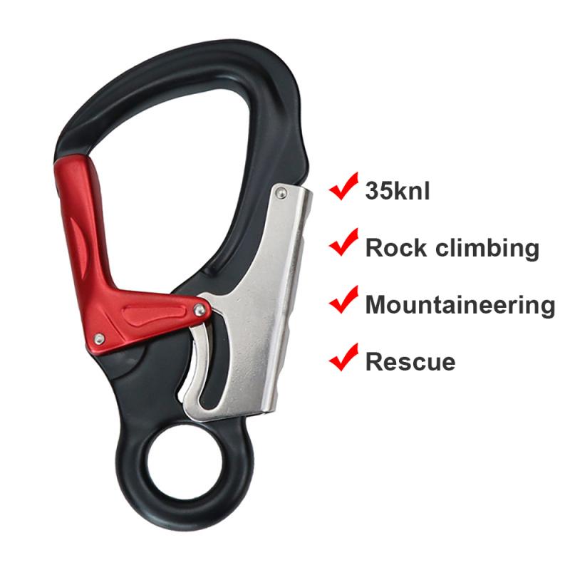 35KN Aviation Aluminum Alloy Mountaineering Buckle Main Lock, Outdoor Climbing Rescue Rope Safety Buckle For Aerial Work